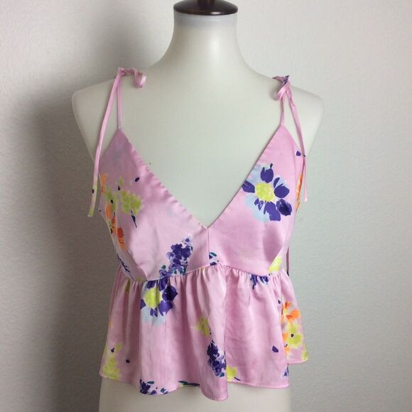 Savage x Fenty Lingerie Top Side Ties Floral Satin - Picture 1 of 8
